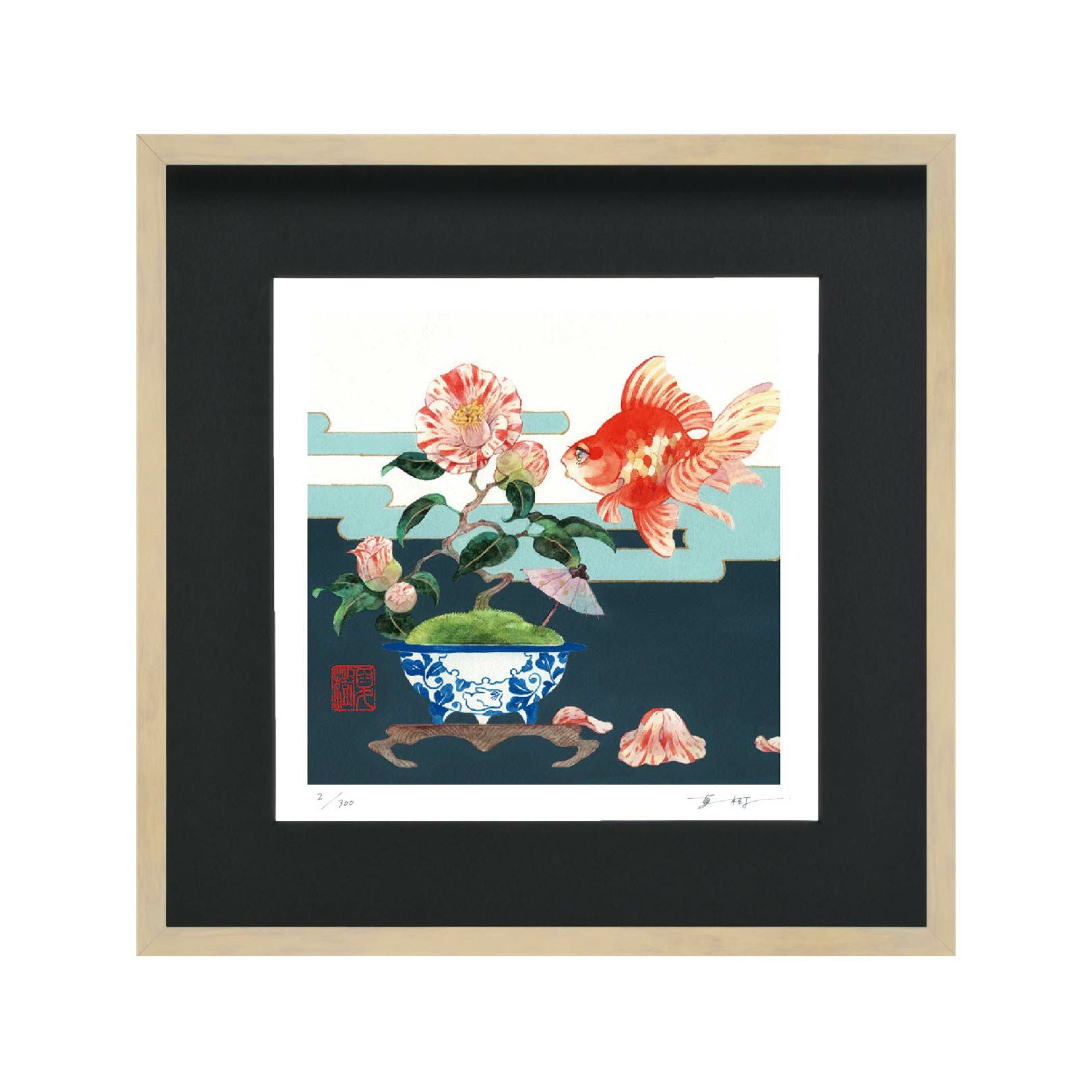 岩本夏樹「椿に琉金」316×316mm｜油絵・写真・賞状など額縁の通販